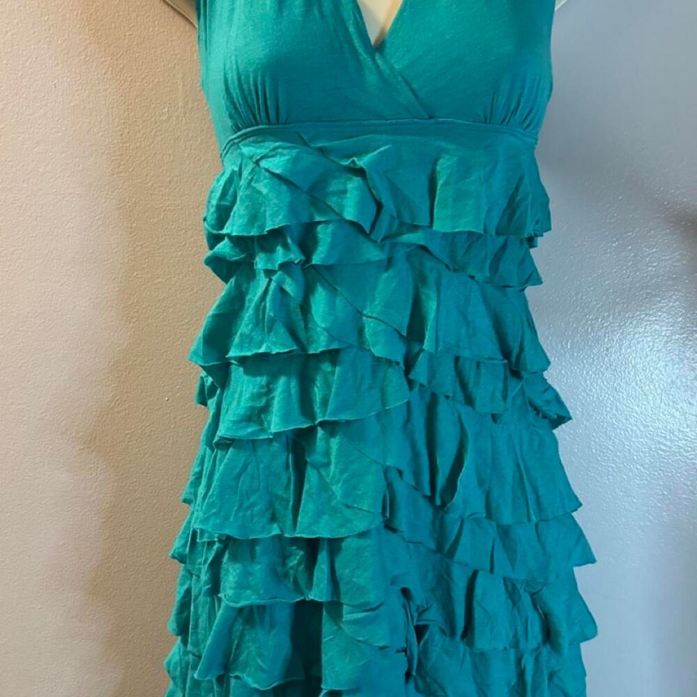 NWT Express Teal Tiered Ruffle Halter Mini Dress - Size XS